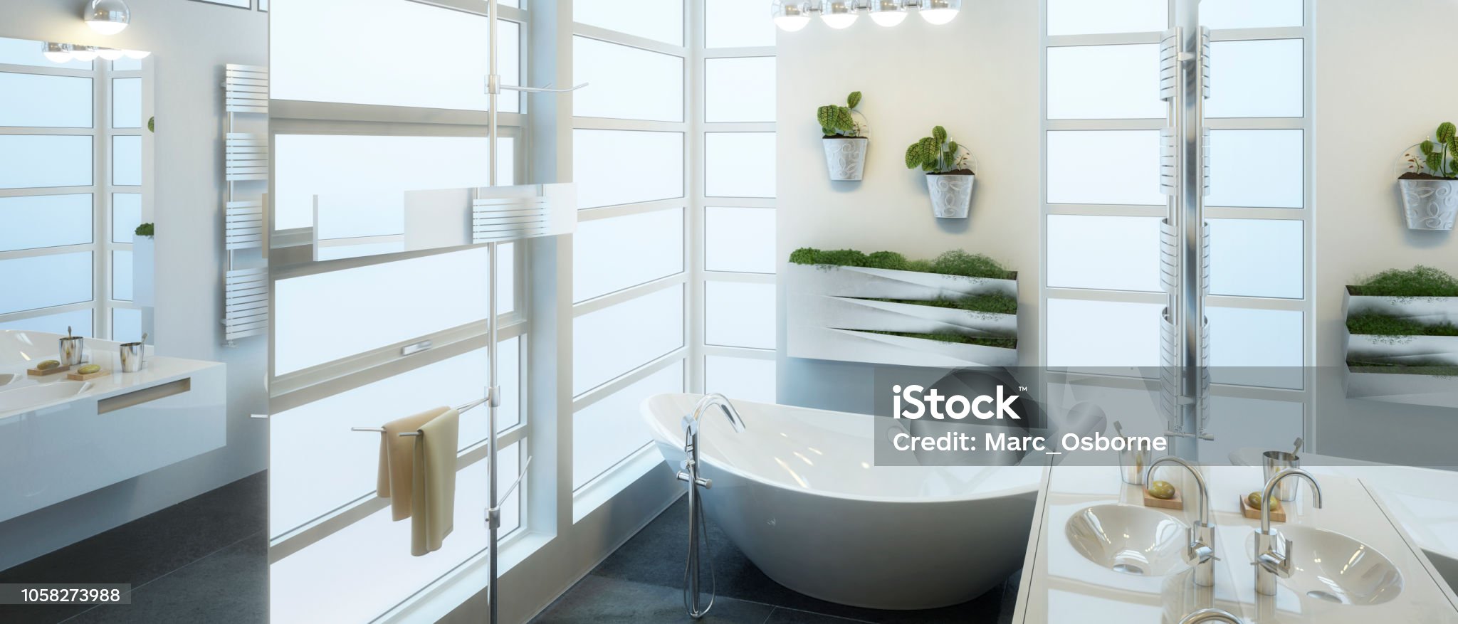 Contemporary Bathroom Design (panoramic) - 3d visualization