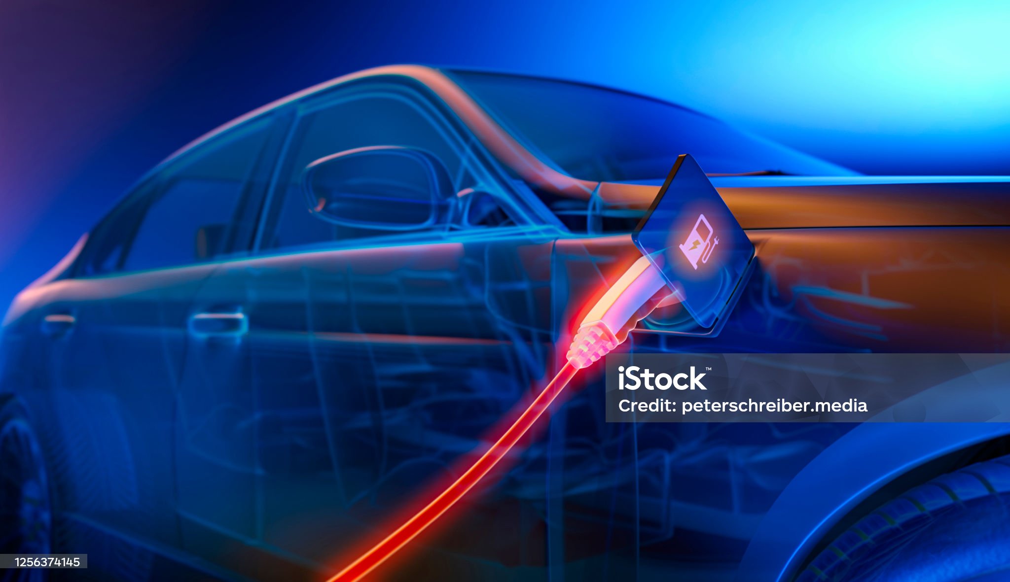 Electric Car Charging At Power Station - New alternative power energy concept