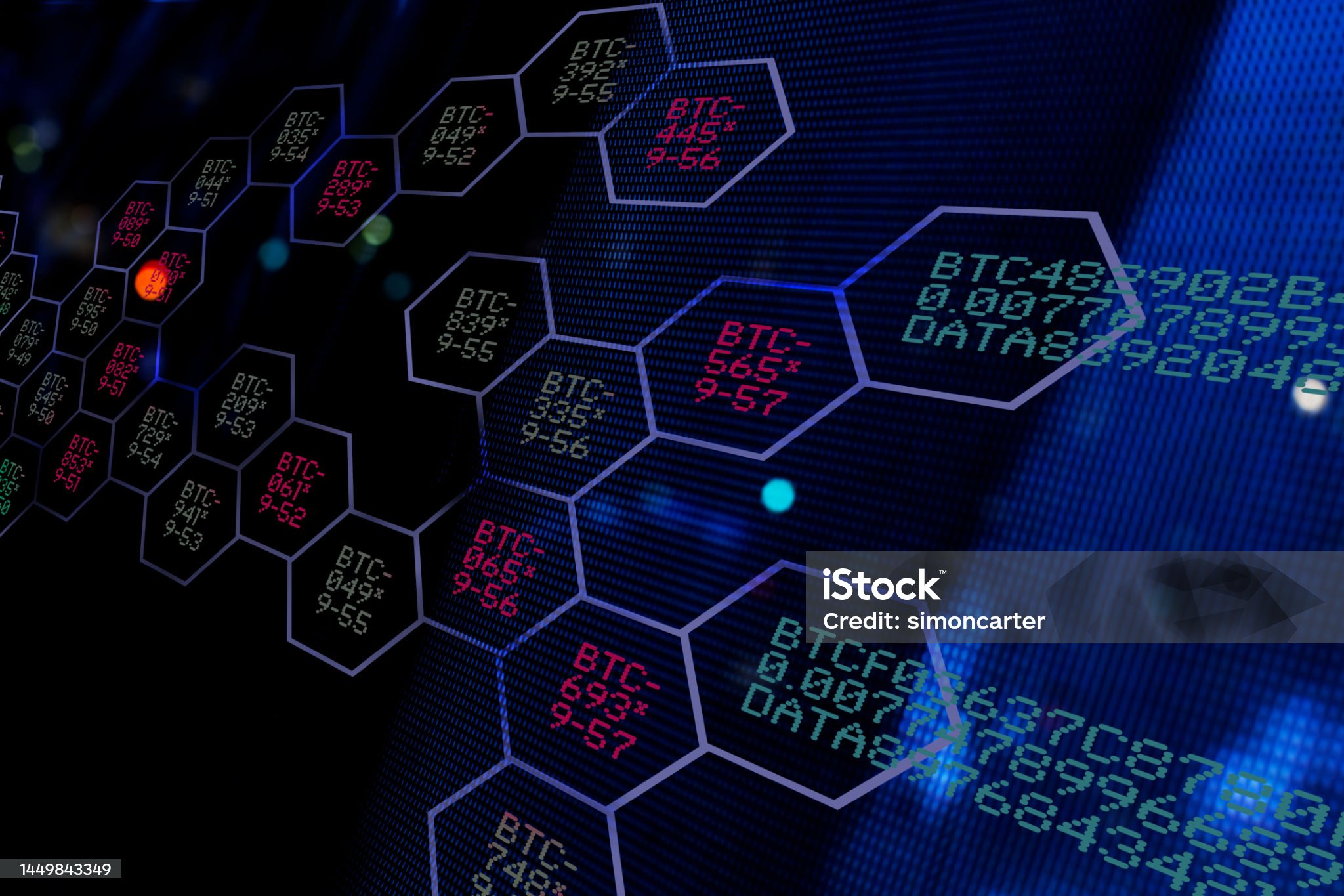 Metaverse. Blockchain connections on coloured screen style background