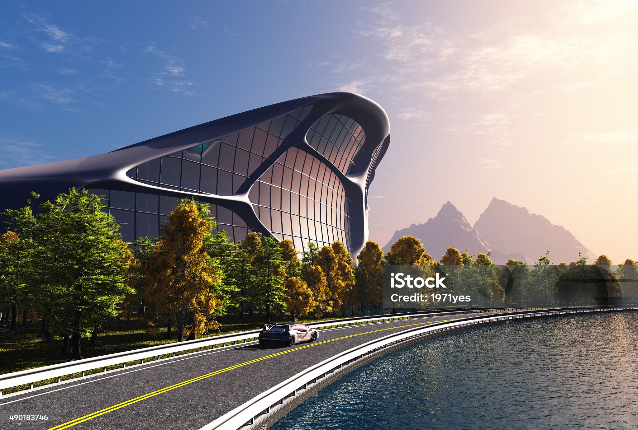 Modern building on a background sky